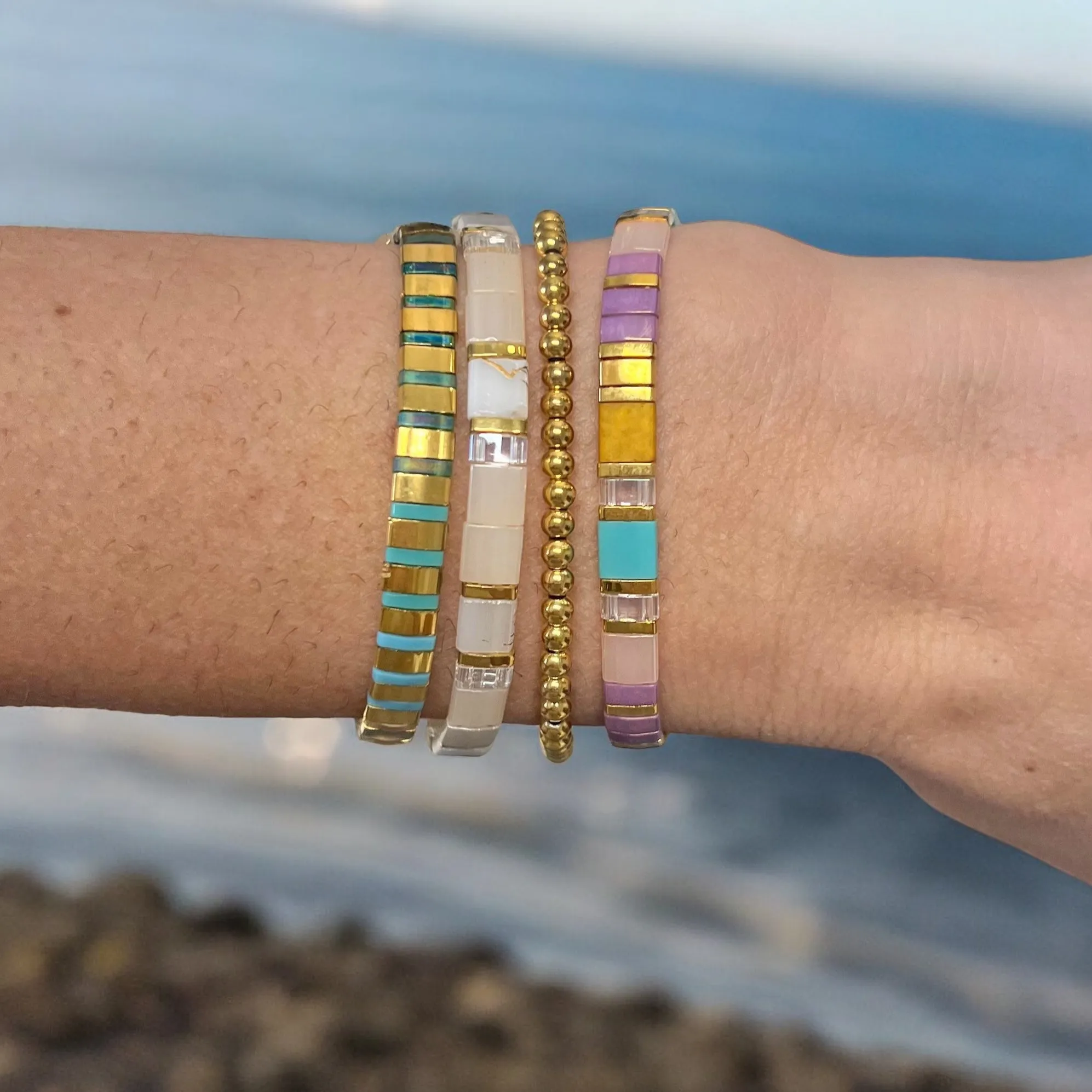 JERSEY GIRL - 4 Tila Bead Bracelet Stack