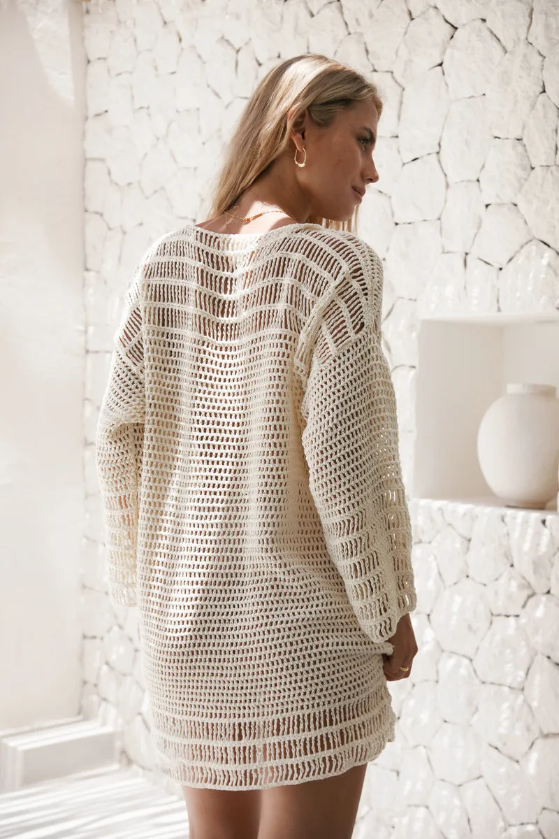 LET IT FLOW 3/4 SLEEVE MINI - OFF WHITE