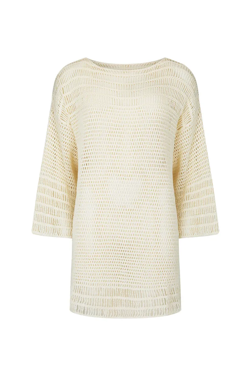 LET IT FLOW 3/4 SLEEVE MINI - OFF WHITE