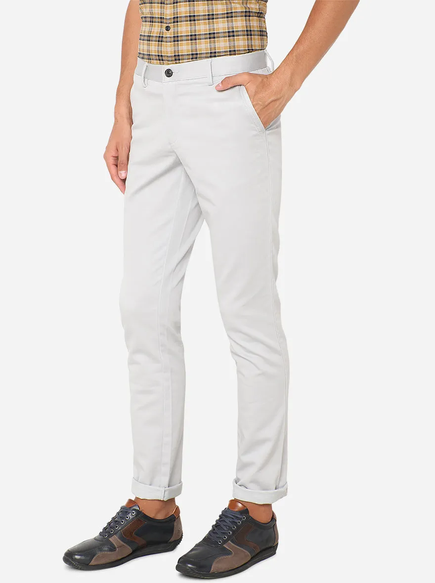 Light Ash Grey Solid Uno Fit Casual Trouser | JadeBlue