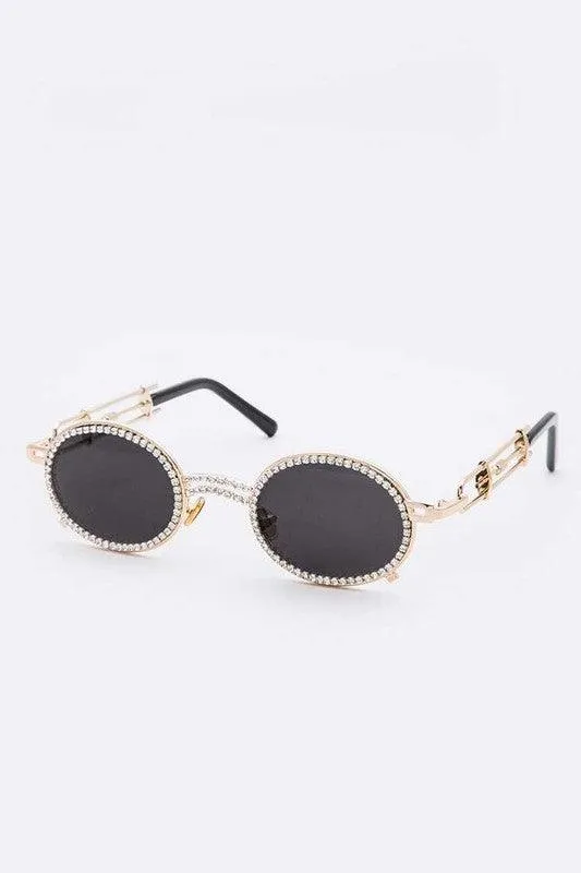 Luxury Rhinestone Round Sunglasses