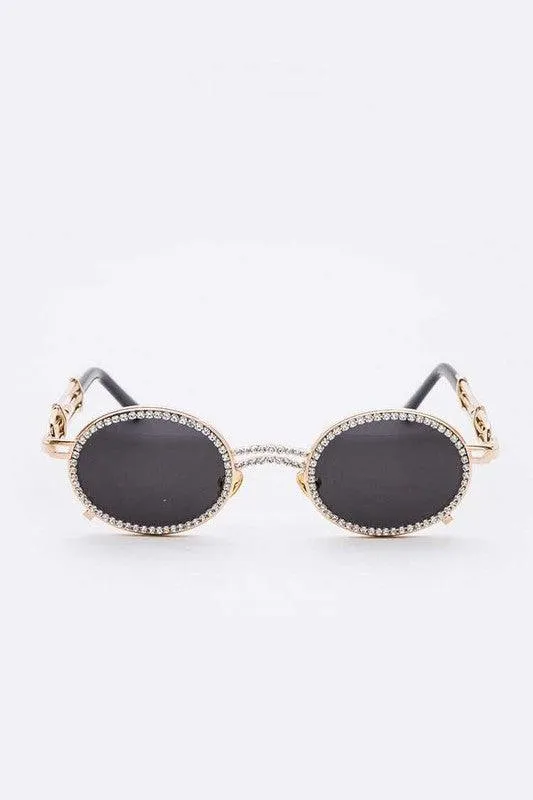 Luxury Rhinestone Round Sunglasses