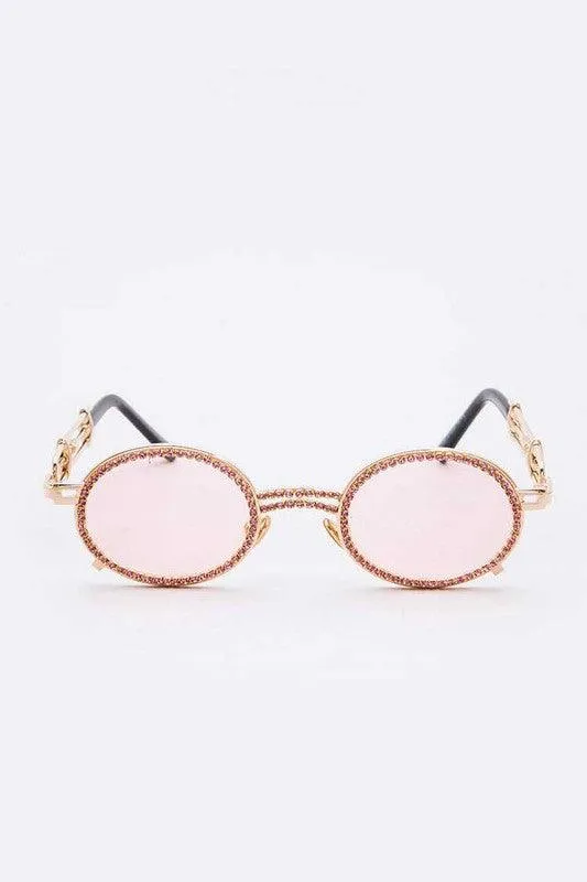 Luxury Rhinestone Round Sunglasses