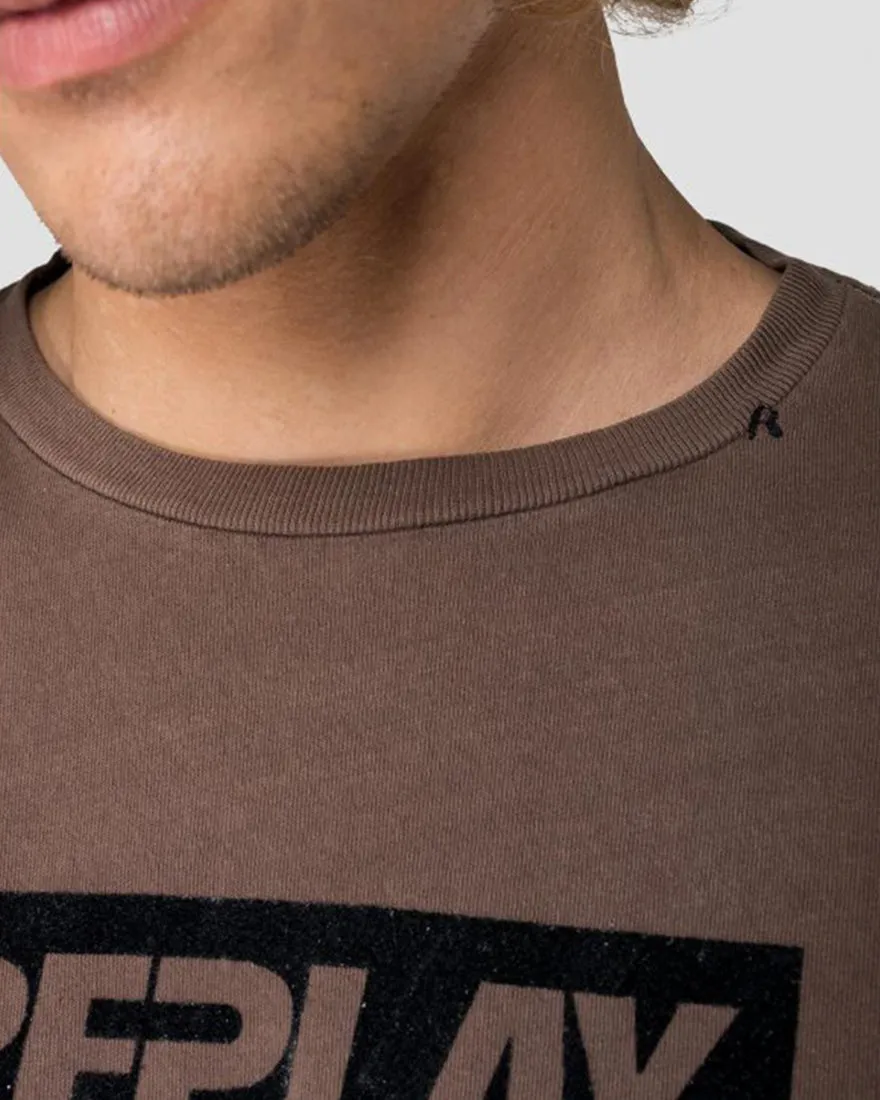 REPLAY M3882.2262G  BROWN CREW T-SHIRT