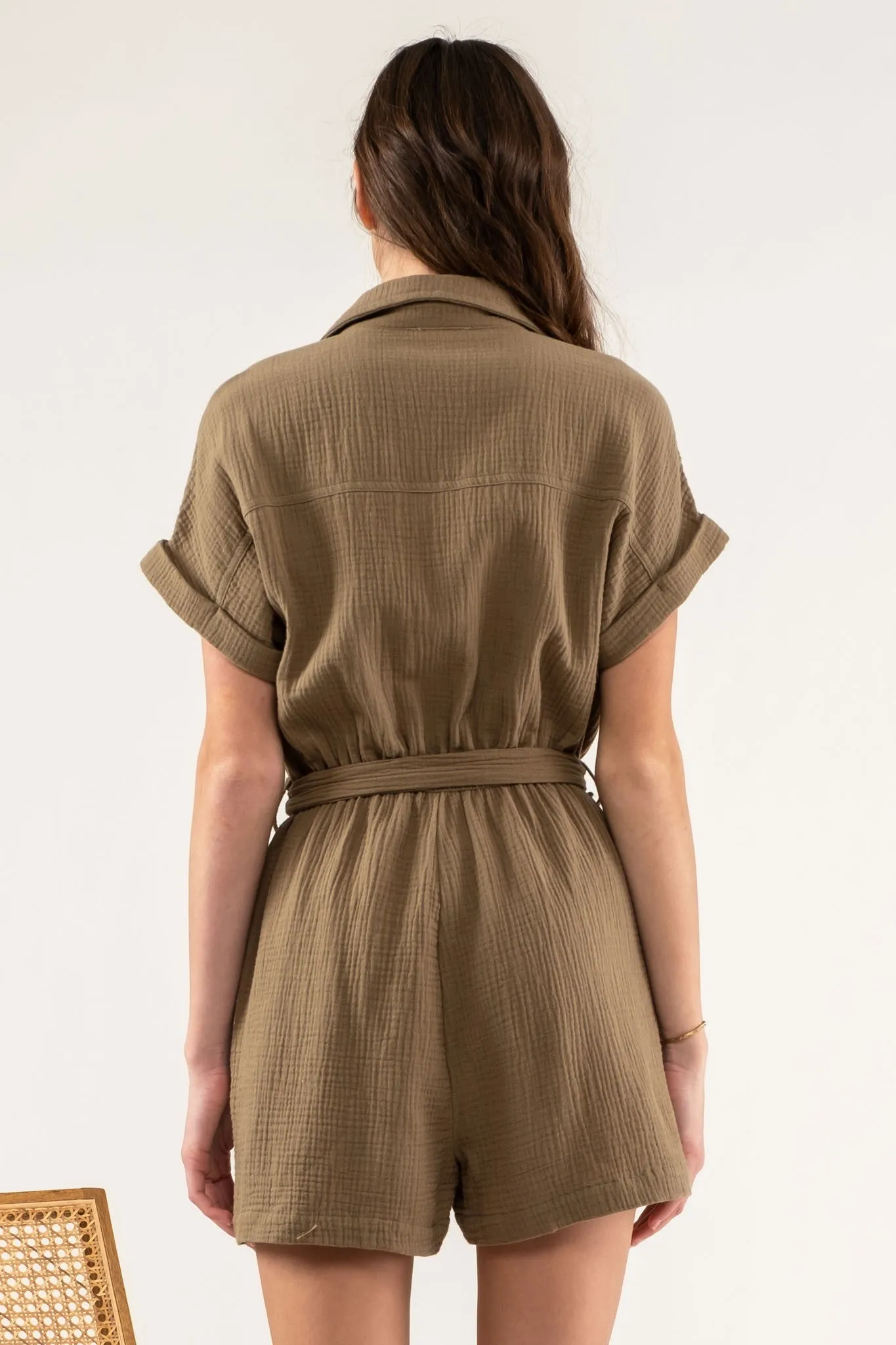 Sarah Collared Short Sleeve Romper