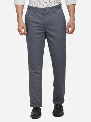 Steel Grey Solid Uno Fit Casual Trouser | JadeBlue