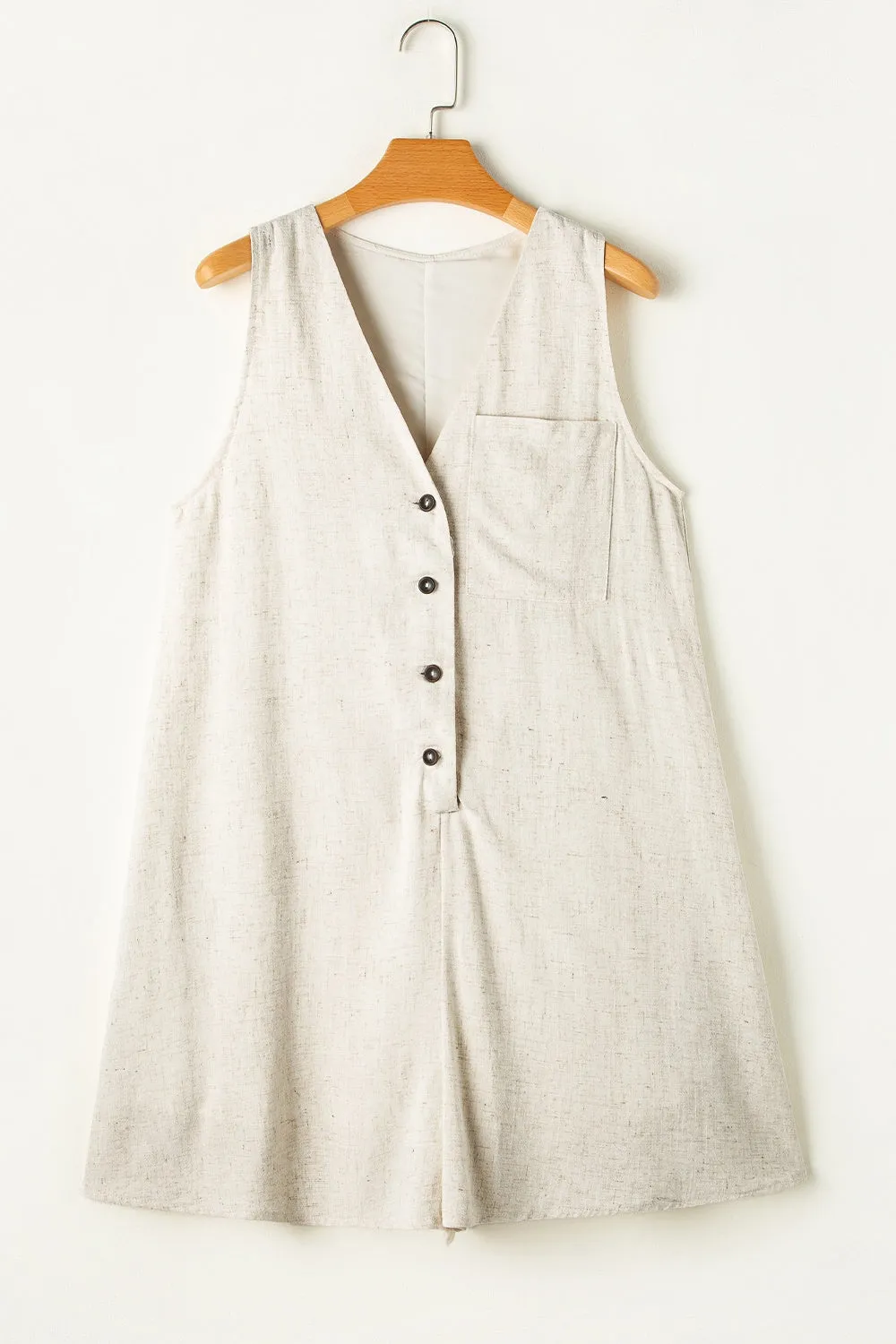 TEEK - Beige V-Neck Sleeveless Romper