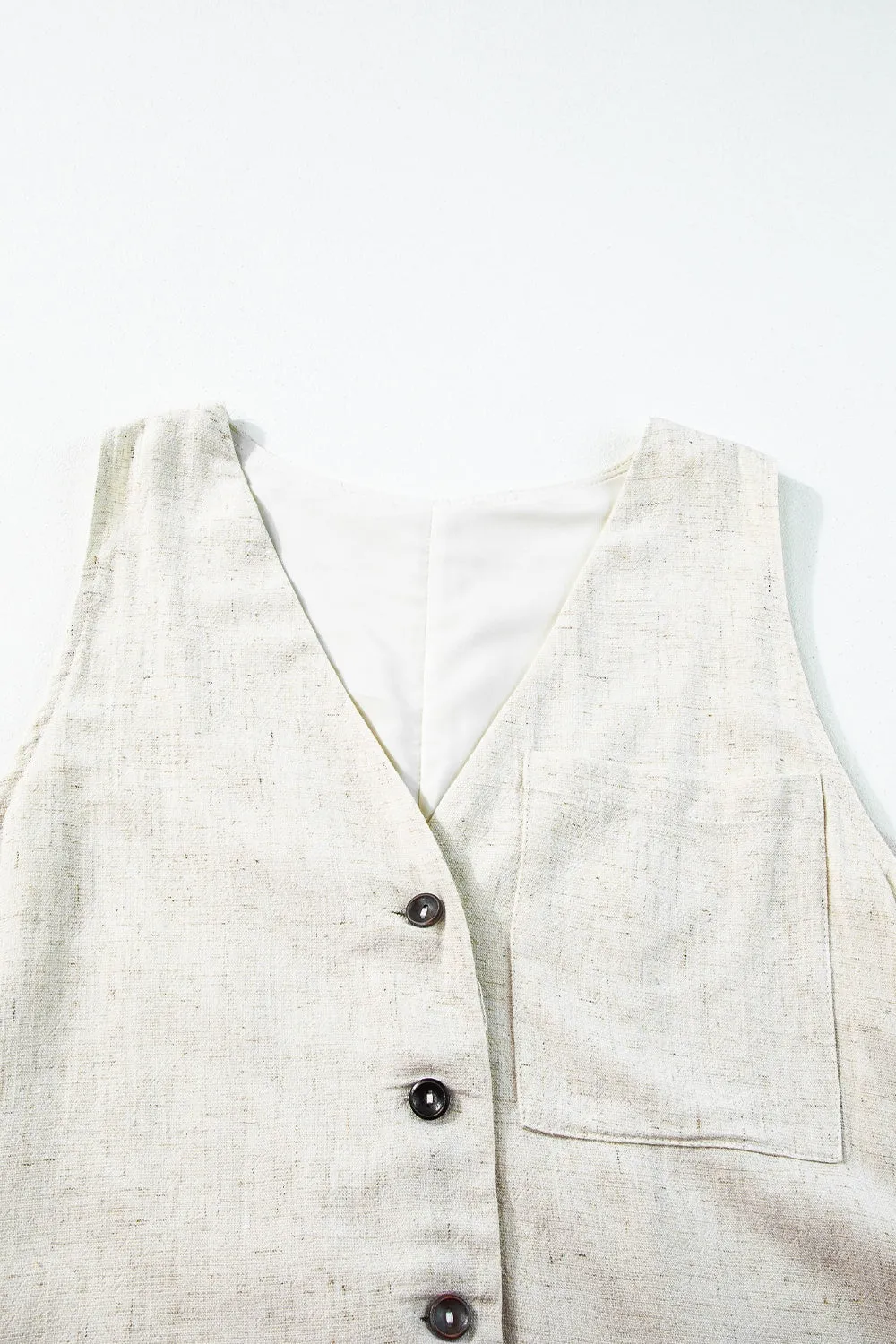 TEEK - Beige V-Neck Sleeveless Romper