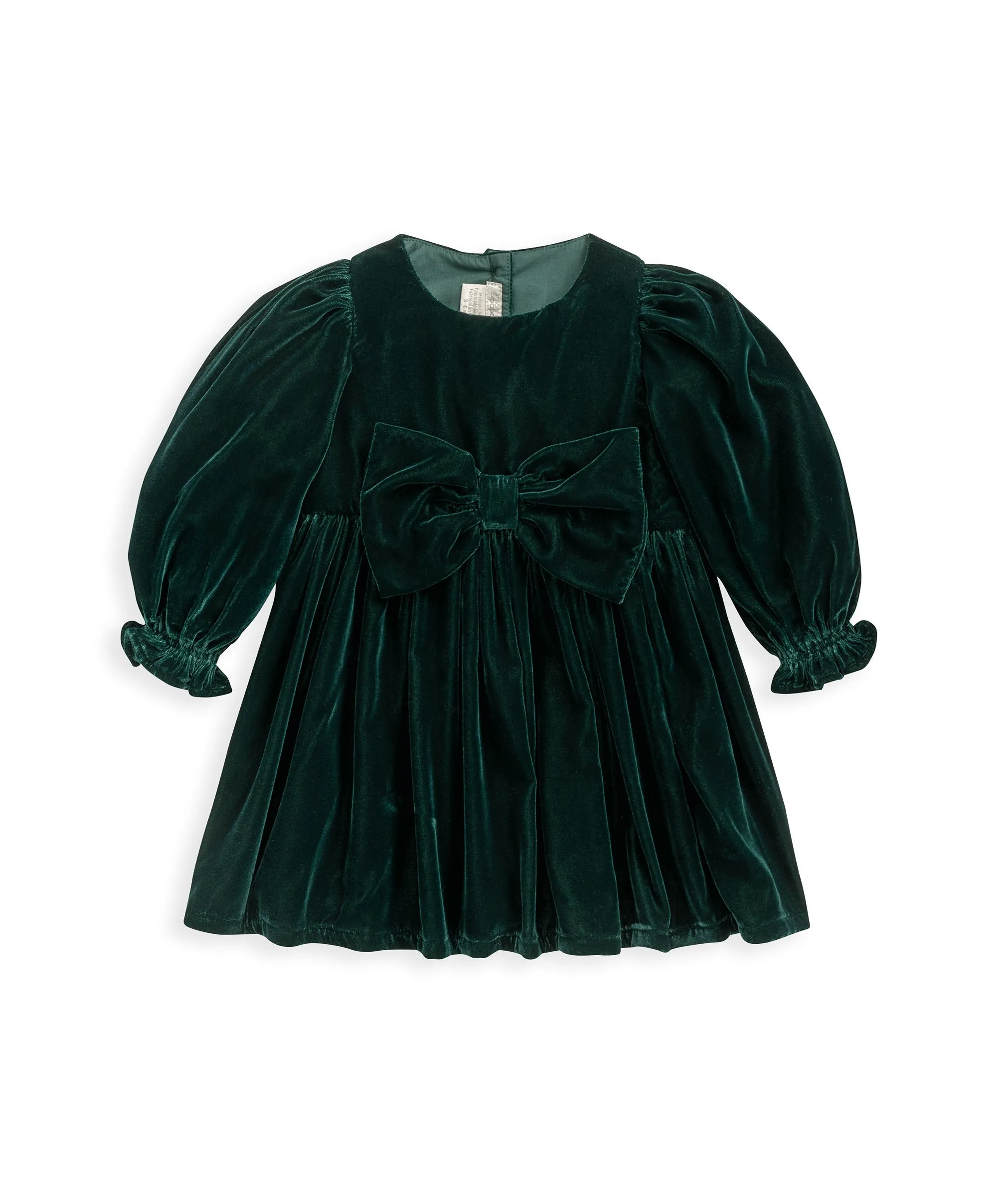 Velvet Bow Dress - Green