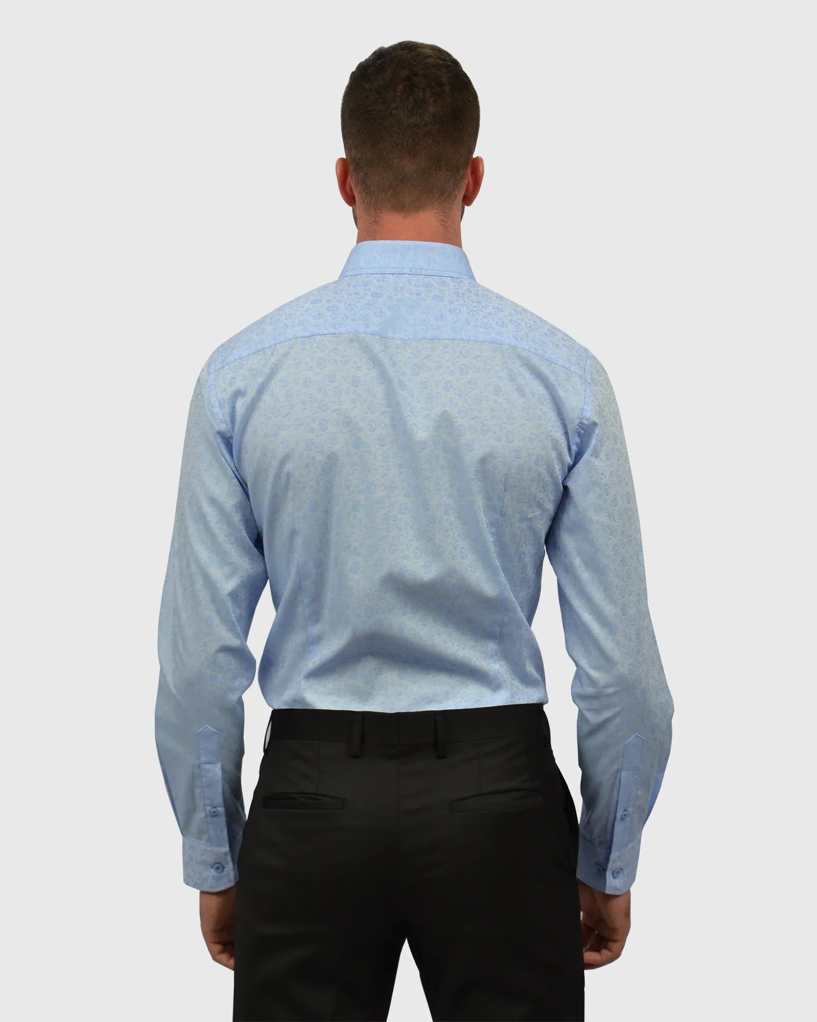 VINCENT & FRANKS S194S6720-03 BLUE JACQUARD SLIM SC SHIRT