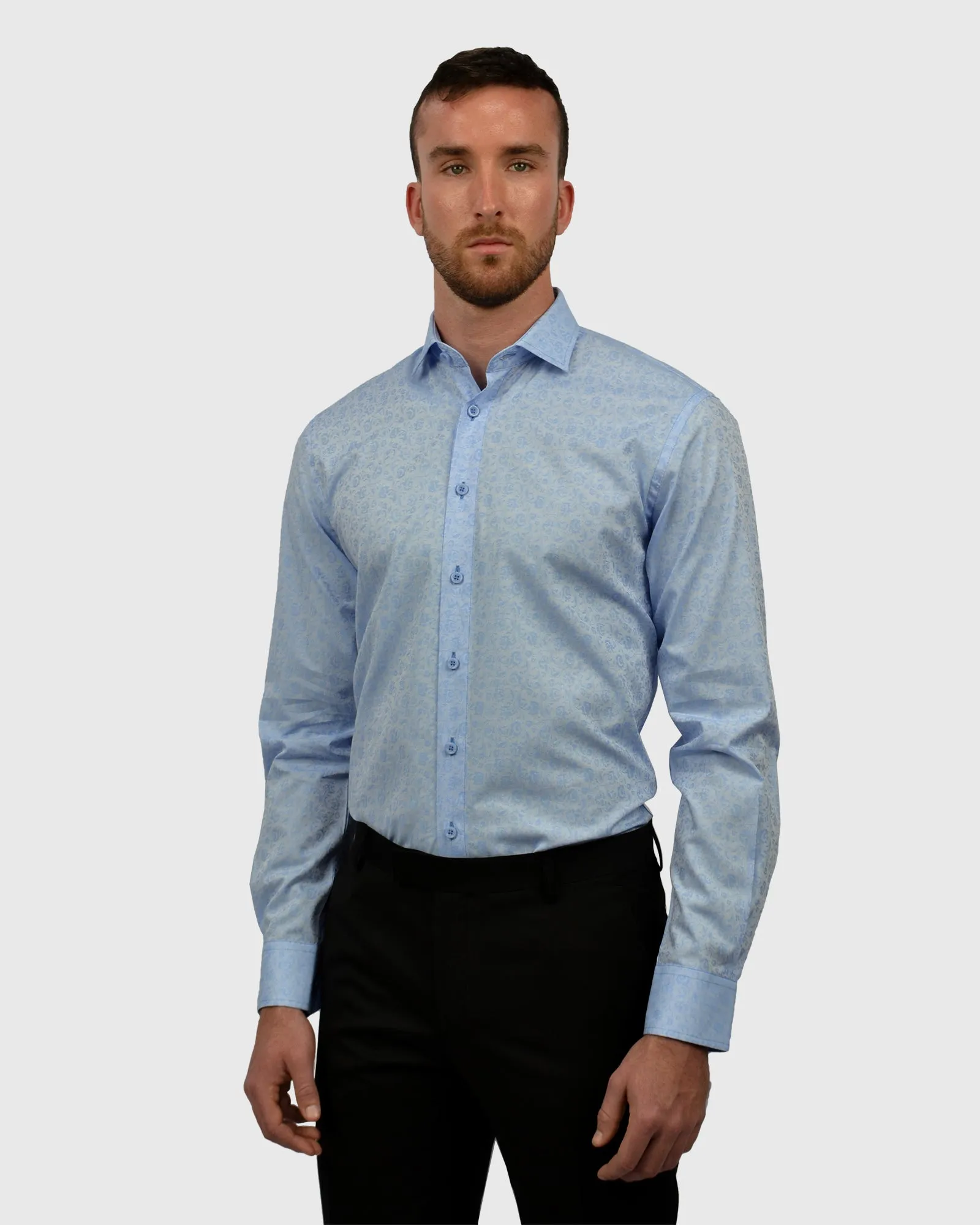 VINCENT & FRANKS S194S6720-03 BLUE JACQUARD SLIM SC SHIRT