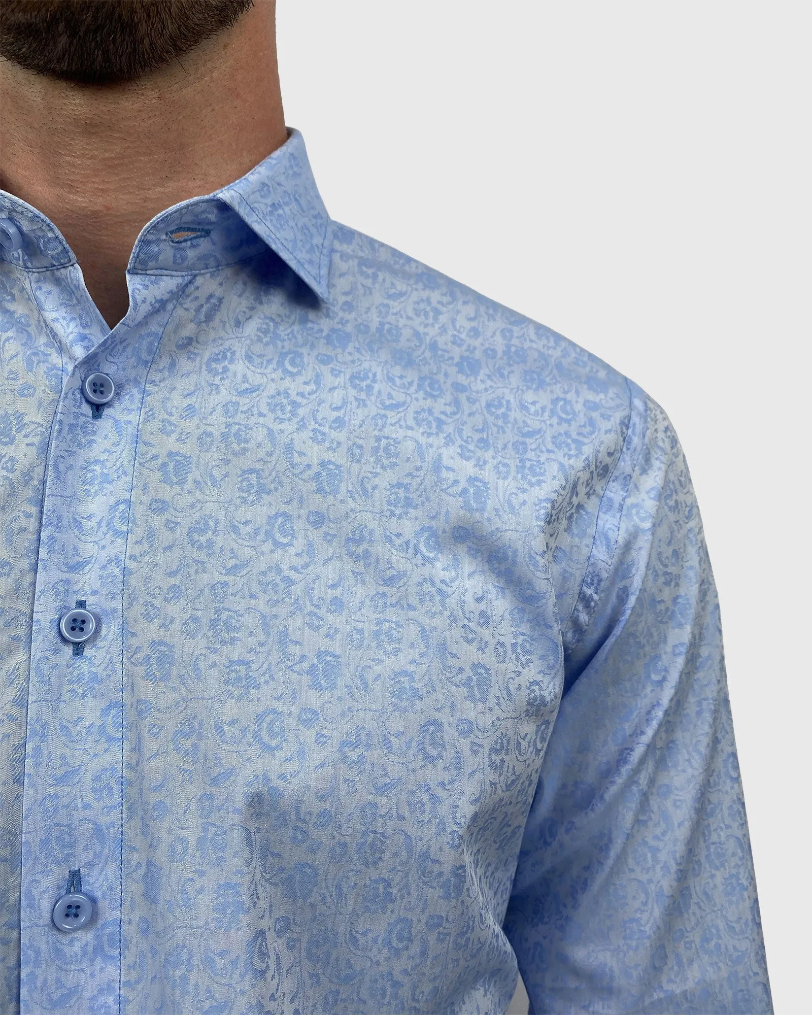 VINCENT & FRANKS S194S6720-03 BLUE JACQUARD SLIM SC SHIRT